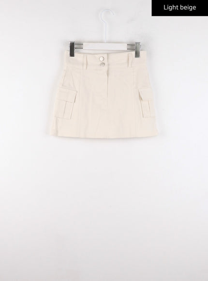 cargo-two-button-mini-skirt-cd304 / Light beige