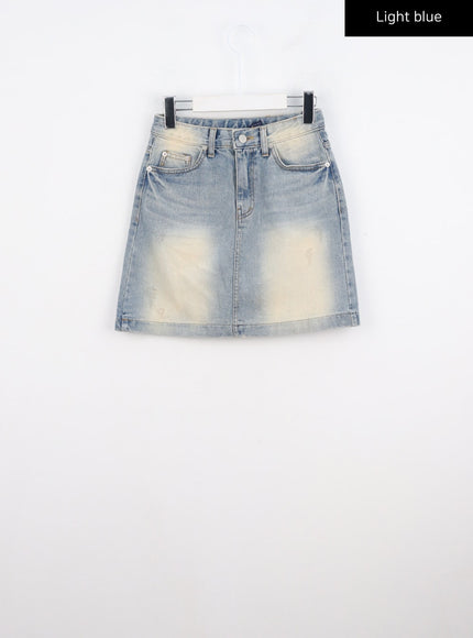 washed-denim-mini-skirt-co330 / Light blue