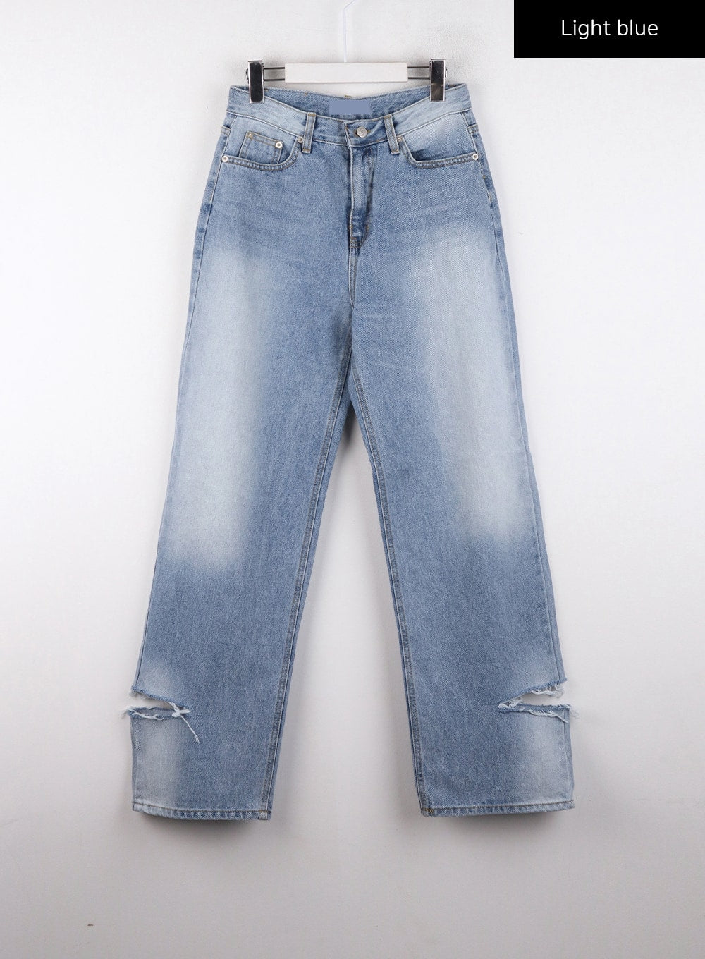 Ripped Straight Leg Jeans CD308 in Light blue, size L