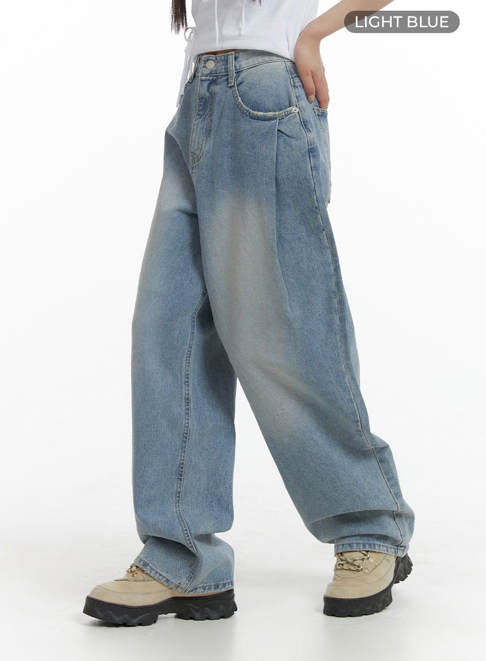 Wide Leg Baggy Jeans CM405 in Light blue, size L