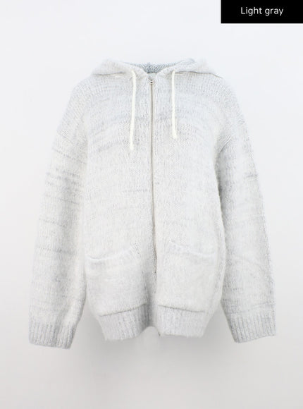 two-way-zip-up-knit-hoodie-jacket-cn303 / Light gray