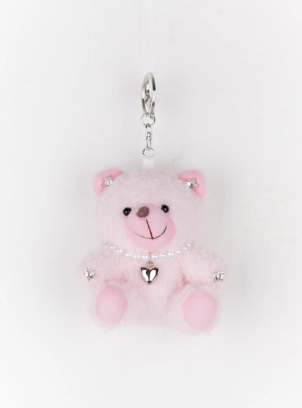 pink-teddy-bear-charm-keychain-io527 / Pink