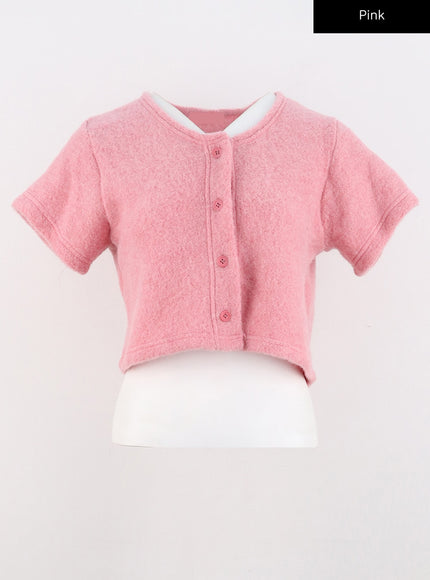 short-sleeve-crop-cardigan-cn324 / Pink
