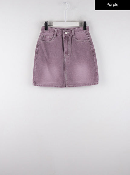 washed-denim-mini-skirt-cd312 / Purple