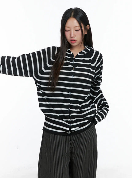 casual-hooded-knit-cardigan-cs503 / Stripe
