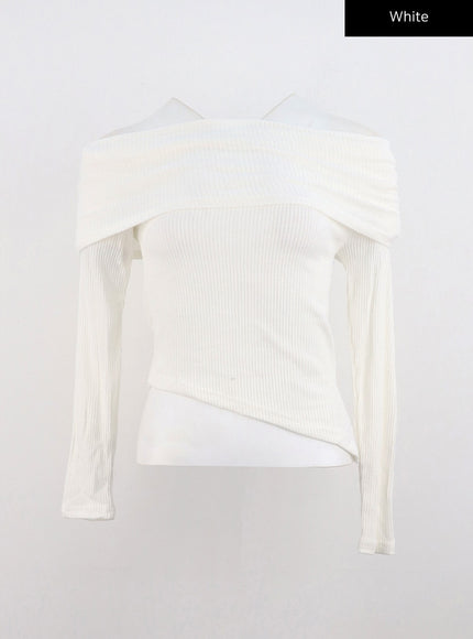 off-shoulder-ribbed-top-co313 / White