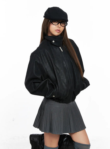 high-neck-faux-leather-buttoned-jacket-co510