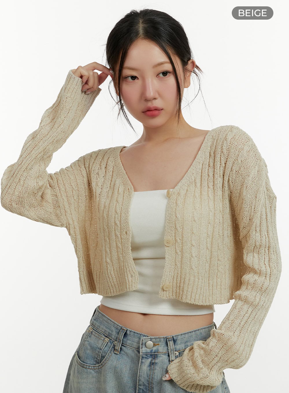 Summer Cable Knit Buttoned Cardigan CY408 - Acubi style | LEWKIN