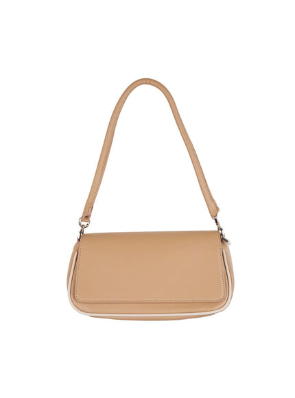 two-tone-trim-shoulder-bag-cj515 / Beige