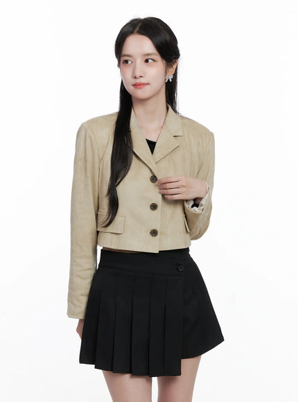 cropped-faux-suede-jacket-cs523 / Beige