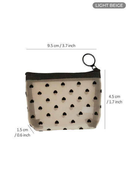 mesh-heart-mini-pouch-iu419 / Beige