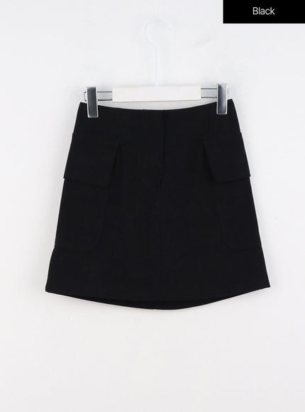 pocketed-a-line-mini-skirt-oo323 / Black