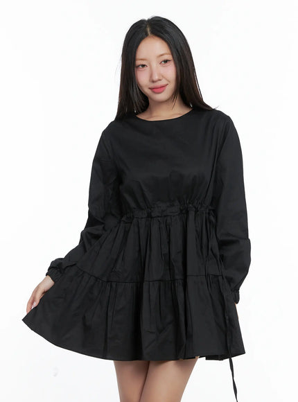 romantic-ruffled-mini-dress-cs503 / Black