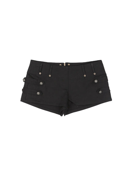 buttoned-buckle-detail-shorts-iu515 / Black