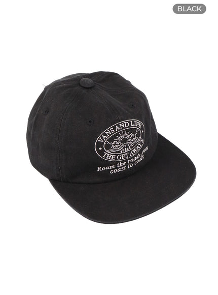 graphic-lettering-flat-brim-cap-cm418 / Black