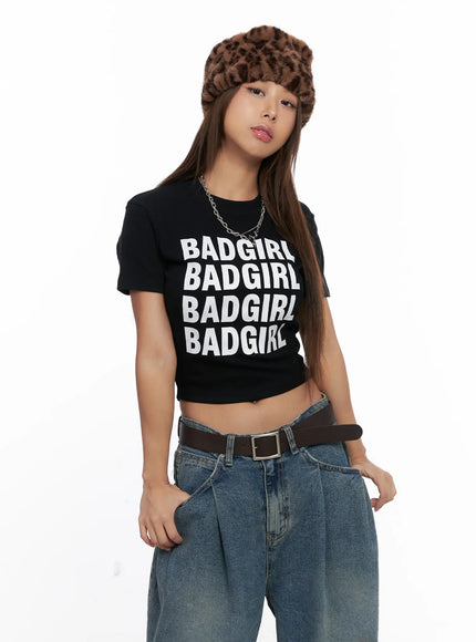 badgirl-graphic-crop-top-tee-cs524 / Black