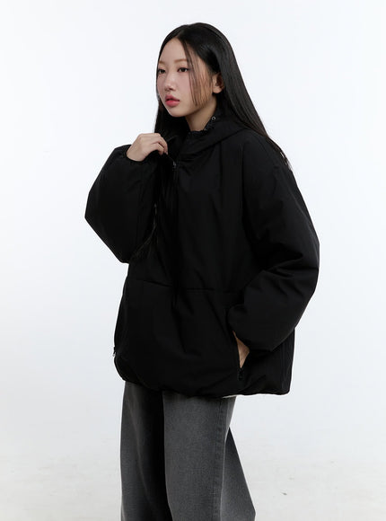 padded-half-zip-jacket-cd423 / Black