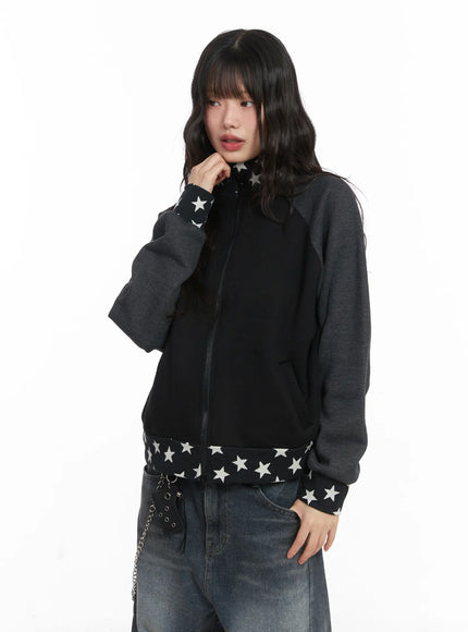 star-graphic-sweatshirt-cj501 / Black