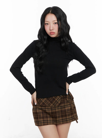 basic-fleece-turtleneck-long-sleeve-top-cn514 / Black