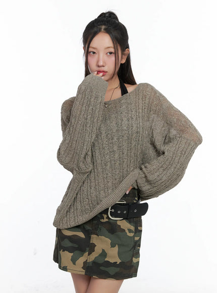 loose-knit-long-sleeve-top-cs502 / Brown