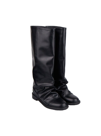 wrinkled-faux-leather-long-boots-cd420