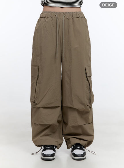 Nylon Wide Fit Cargo Pants CL424