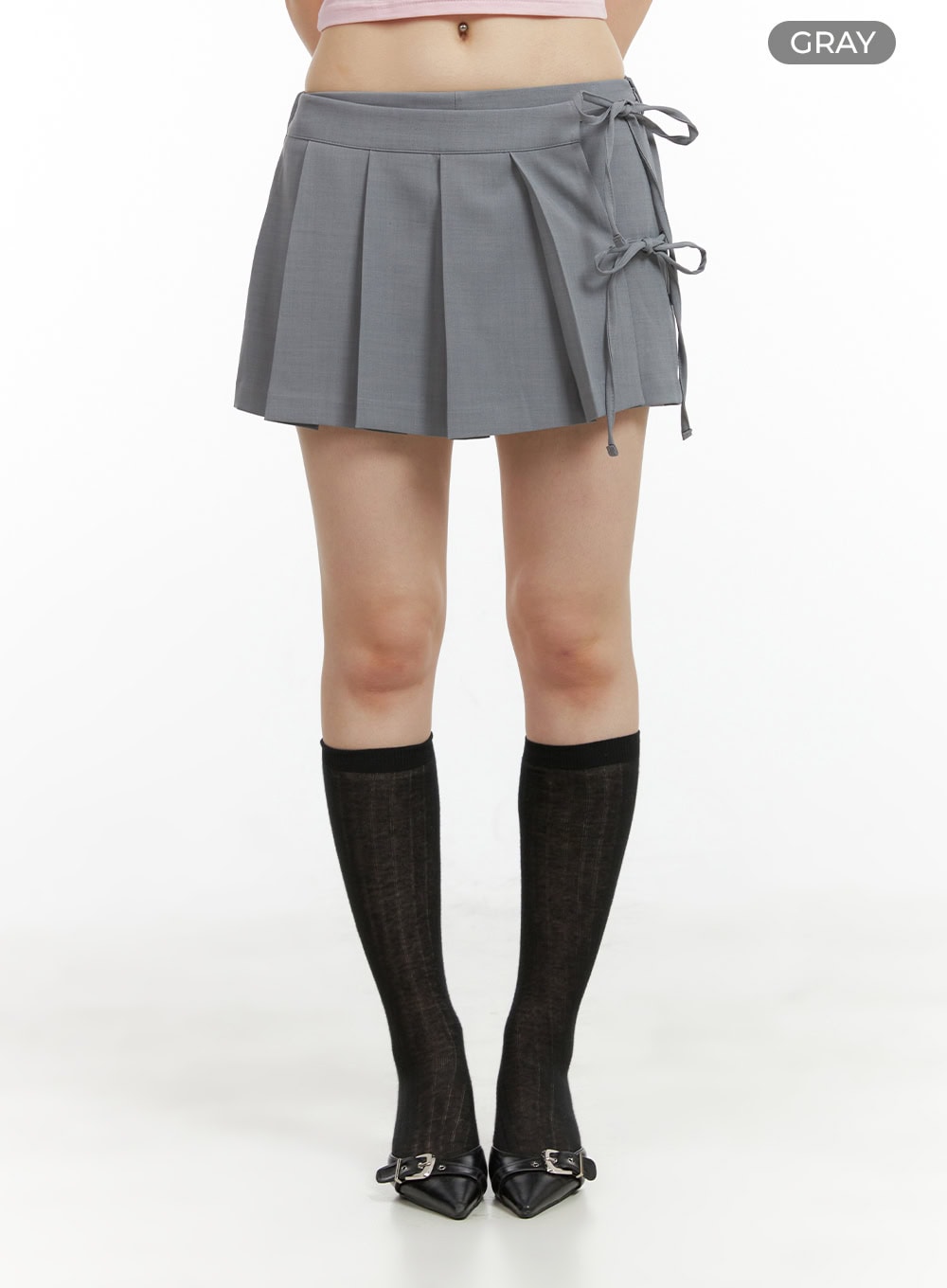 ribbon-strap-pleated-mini-skirt-cl422