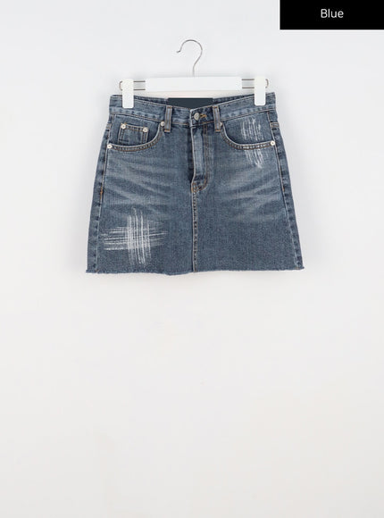 Mid-Wash Denim Mini Skirt CA328