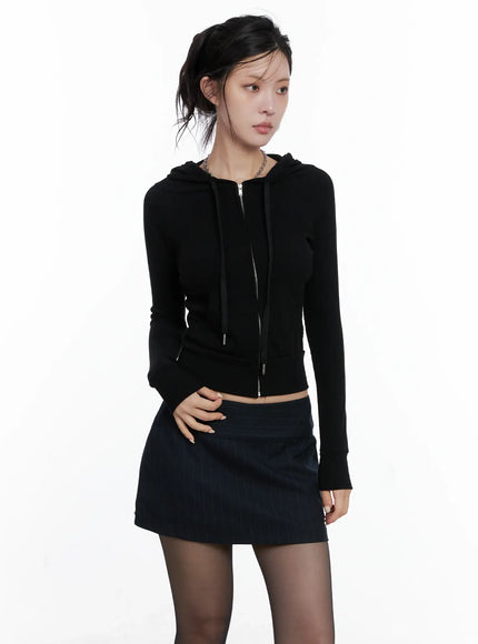 slim-fit-zip-up-hoodie-cs510 / Black