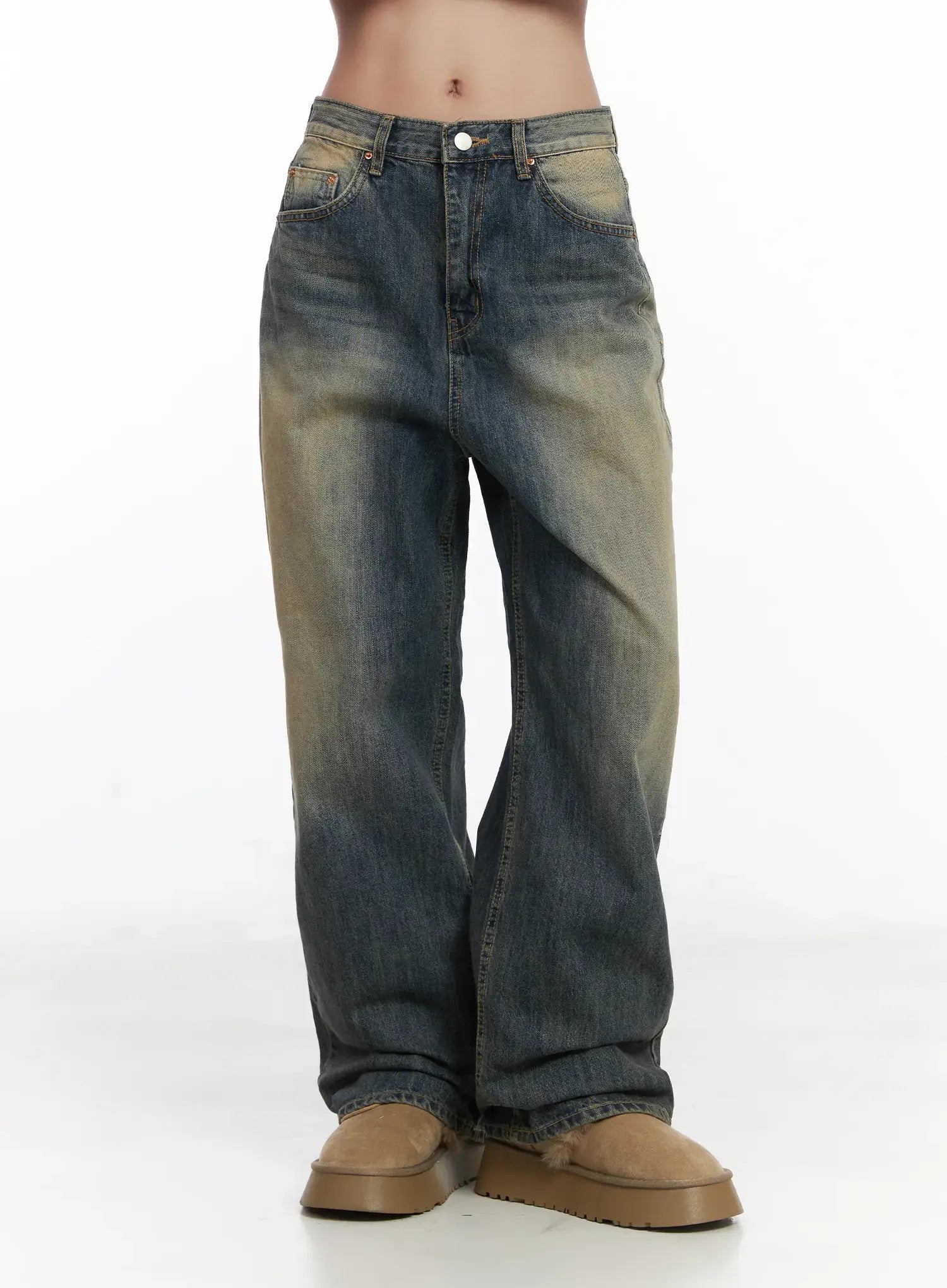 Wide Washed Jeans CS06 in Dark Blue, size XL