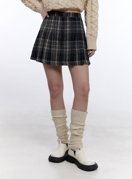 checkered-pleated-winter-mini-skirt-cj513