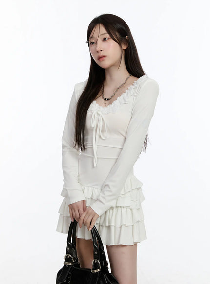 ruffle-layered-mini-dress-with-shoulder-pads-ca501