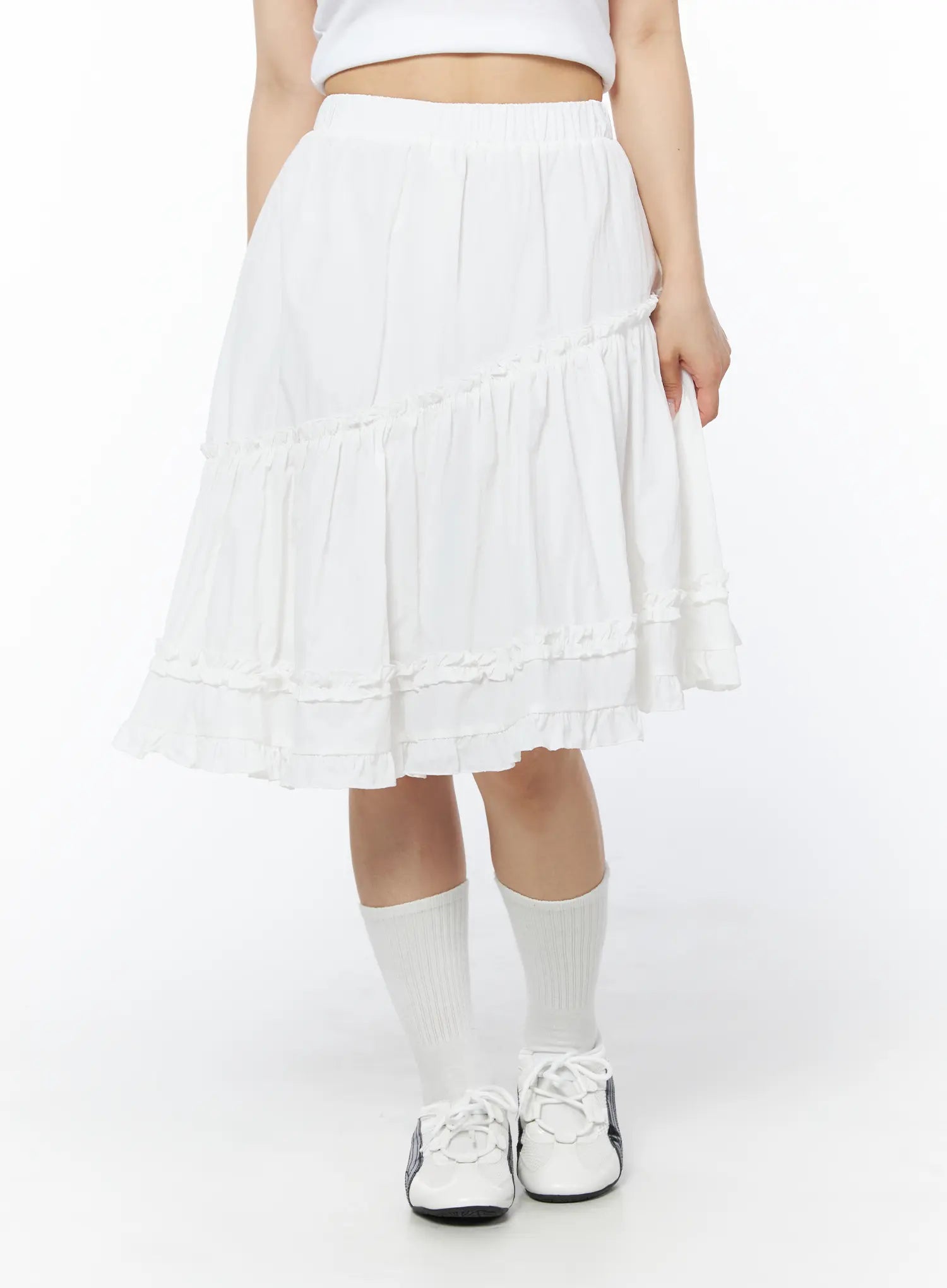 asymmetric-frill-trim-midi-skirt-cd805