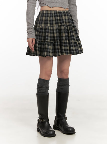 checkered-ruffle-mini-skirt-cd404