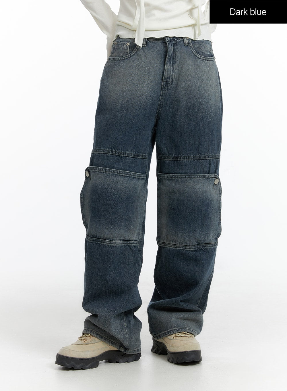 Denim Wide Leg Jeans CF408 in Dark blue, size L