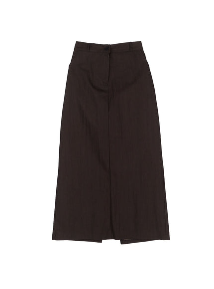 back-slit-maxi-skirt-cg521 / Dark brown