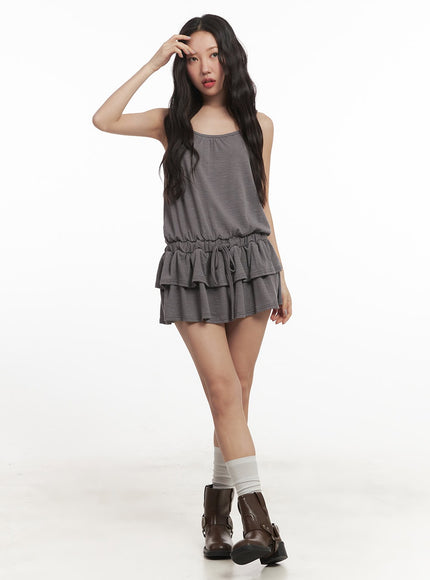 tiered-skirt-dress-cf520 / Dark gray