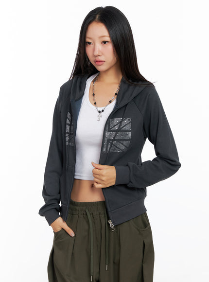 graphic-cropped-hoodie-co515 / Dark gray