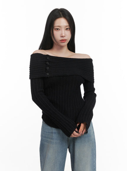 off-shoulder-buttoned-sweater-cj517