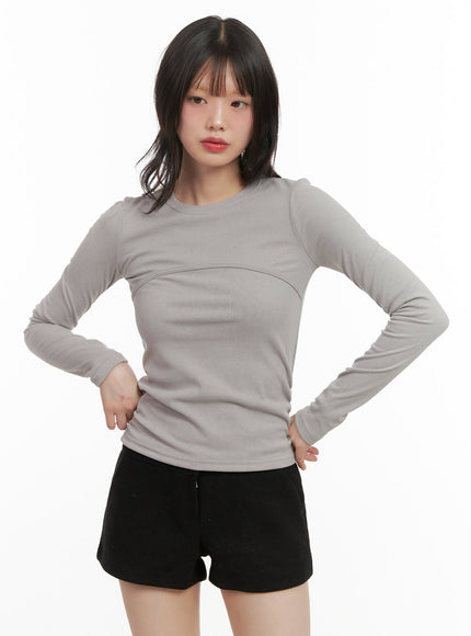 shirred-slim-fit-long-sleeve-top-cj506