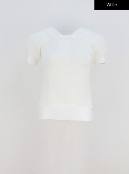 Short Sleeve Mesh Sweater OY310