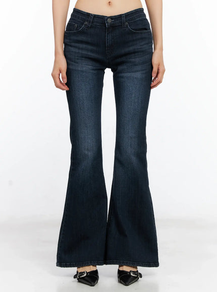 chaerin-washed-flare-denim-jeans-cl529 / Dark blue