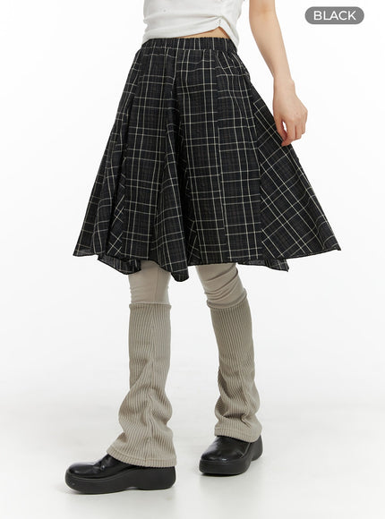 flared-checkered-midi-skirt-cm413