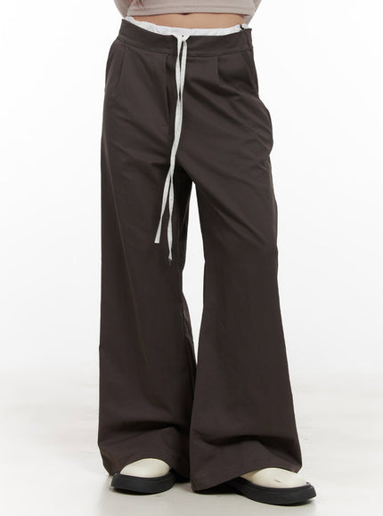 string-detail-solid-wide-fit-pants-cd413