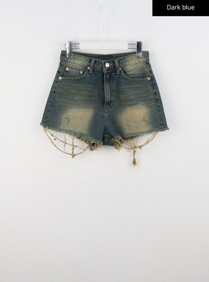 ripped-hem-denim-shorts-cl314