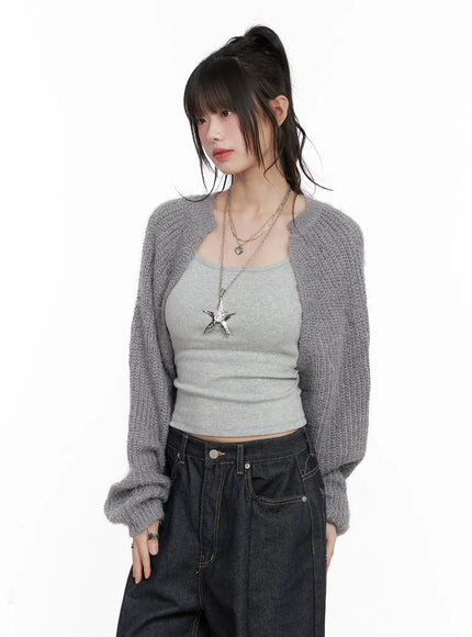 fluffy-bolero-knit-cardigan-cg518 / Gray