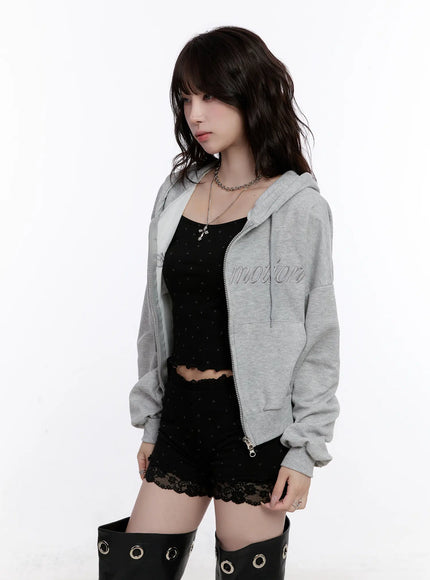 printed-graphic-zip-up-hoodie-co501 / Gray