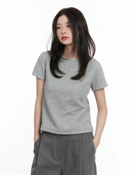 fleece-lined-short-sleeve-top-cn519 / Gray