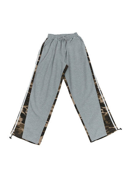 camo-two-tone-sweatpants-cj522 / Gray