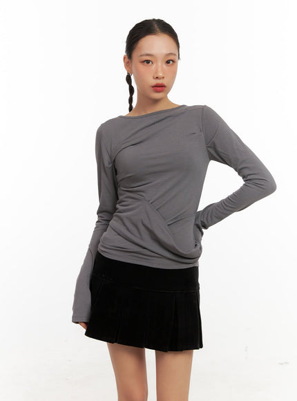 slimfit-round-neck-top-cd410 / Gray